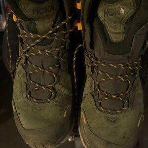 Hoka Men's Olive Green Hiking Boots worn 6 times maybe 35 miles